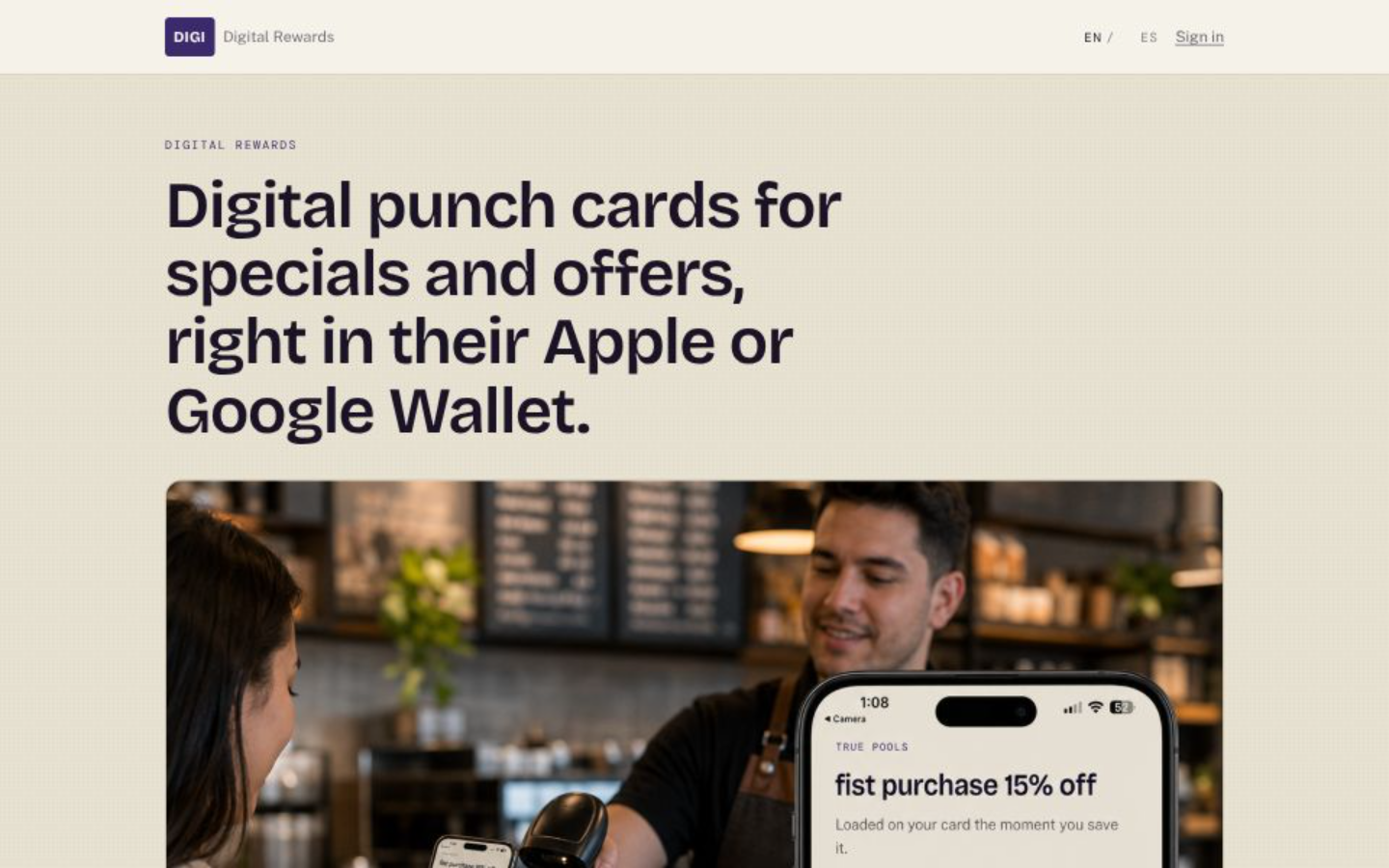 DIGI Digital Rewards landing page