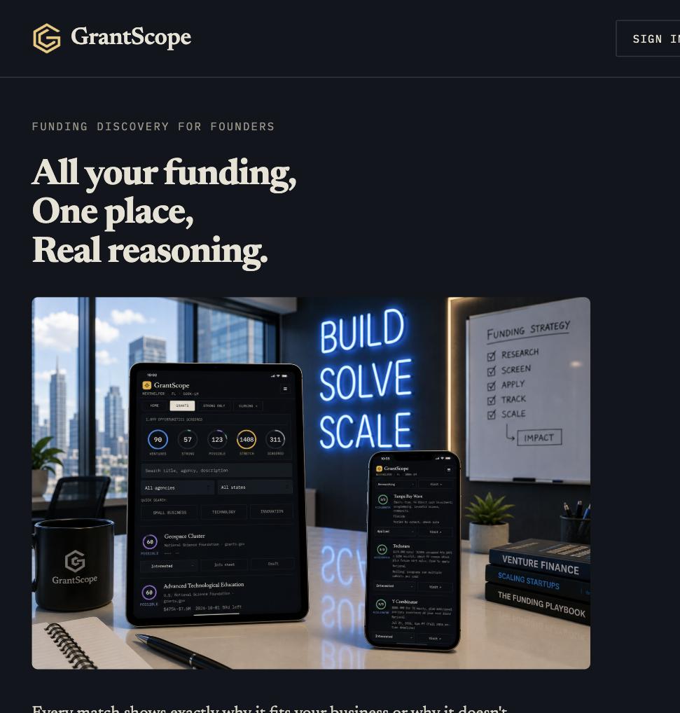 GrantScope: all your funding, one place, real reasoning