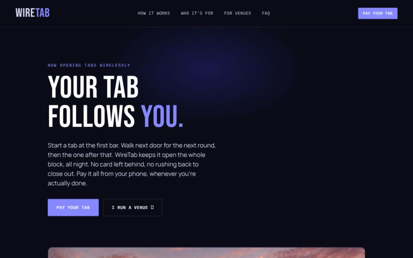 WireTab landing page